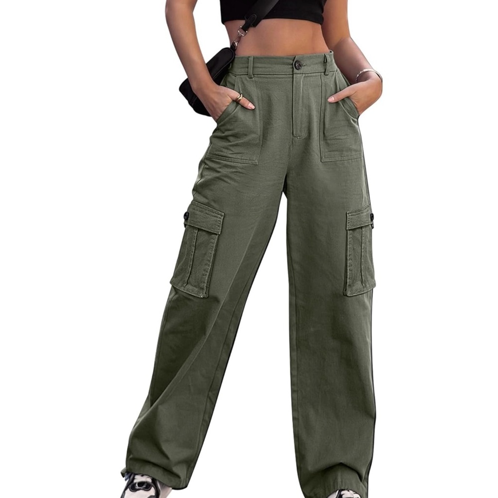 Green Wide Leg High Waist Pants